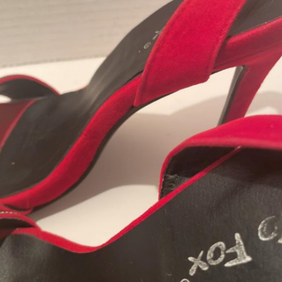 Luxe Red Suede High Heels with Dazzling Rhinestone Accents - Picture 6 of 8